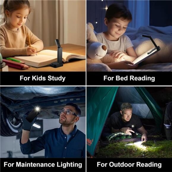 Rechargeable Book Light Clip On Foldable Mini LED Reading Lamp Portable Desk - Picture 7 of 8